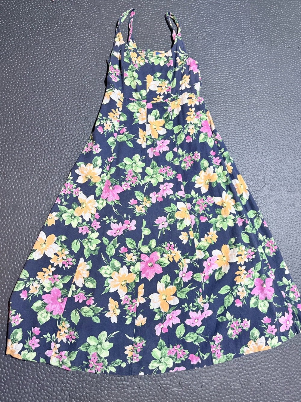 Old Navy Navy A-Line Skirt with Pink, Yellow & Green Floral Print